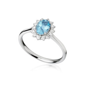 Anello oro con acquamarina e diamanti