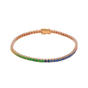 Bracciale Tennis Rainbow oro e zaffiri multicolor